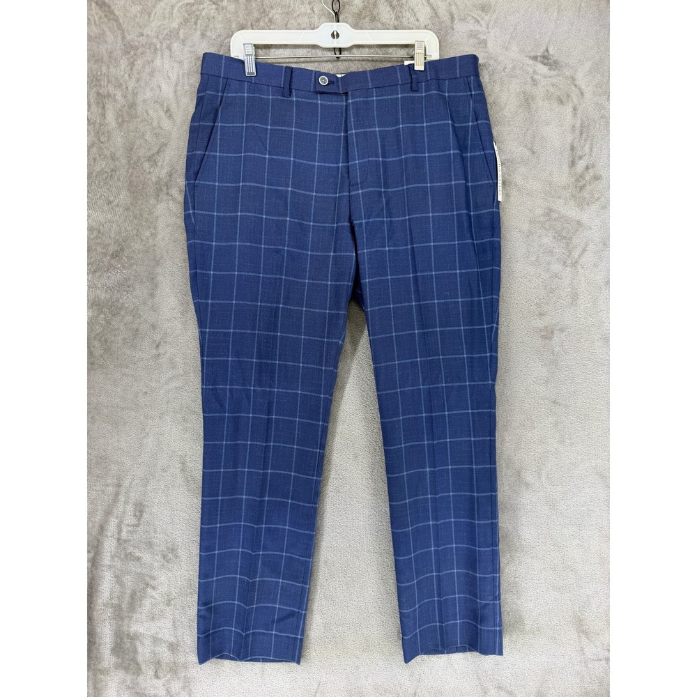 Paisley & Gray Dress Pants Mens 38x32 Slim Fit 2136P Blue Windowpane NEW
